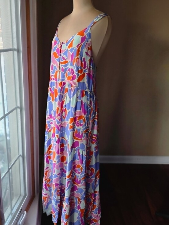 FRNCH Dresses & Skirts - FRNCH Amande Floral Button Front Tiered Maxi Dress Small Lightweight Viscose